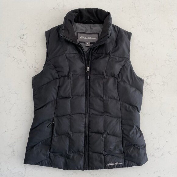 Eddie Bauer EB650 Full Zip Hi Collar Polyester & Down Vest Black Sz S Unisex - Picture 13 of 13